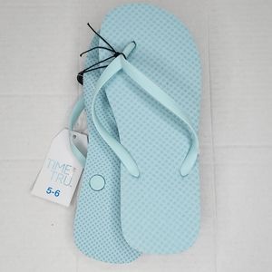 New Time & Tru Beachwear Flip Flops Heavenly Aqua Blue Sizes 5-6 7-8 or 11-12